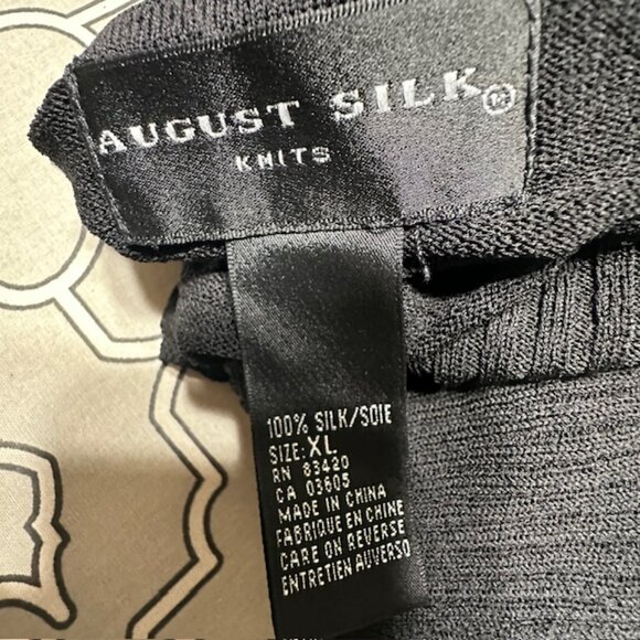 August Silk Black Knit Camisole Tank 100% Silk Size XL - Picture 3 of 5